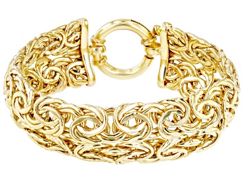 Picture of 18k Yellow Gold Over Sterling Silver 18mm Double Byzantine Link Bracelet