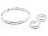 Sterling Silver Diamond-Cut Bangle & Hoop Earring Set
