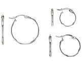 Sterling Silver 12mm, 15mm, & 20mm Hoop Earring Set of 3