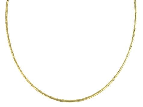 Sterling Silver & 18k Yellow Gold Over Sterling Silver 3mm Reversible Omega 20 Inch Necklace