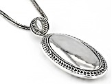 Sterling Silver Oxidized Hammered Oval Pendant Wheat Link 18 Inch Necklace