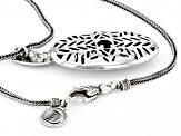 Sterling Silver Oxidized Hammered Oval Pendant Wheat Link 18 Inch Necklace