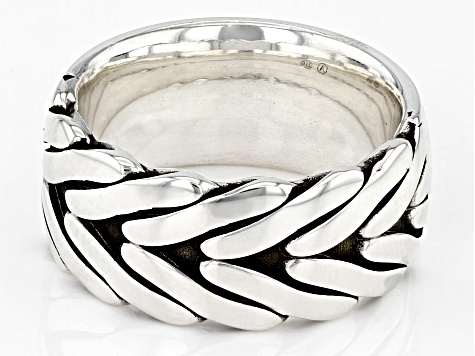 Sterling Silver Oxidized 10mm Wheat Design Ring