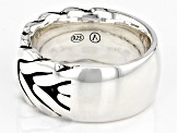 Sterling Silver Oxidized 10mm Wheat Design Ring