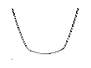 Sterling Silver Oxidized Tube Bar Wheat Link 19.5 Inch Necklace