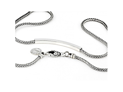 Sterling Silver Oxidized Tube Bar Wheat Link 19.5 Inch Necklace