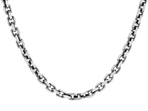 Sterling Silver Oxidized 8mm Square Diamond-Cut Rolo Link 20 Inch Necklace