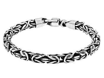 Picture of Sterling Silver Oxidized 5mm Square Byzantine Link Bracelet
