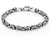 Sterling Silver Oxidized 5mm Square Byzantine Link Bracelet