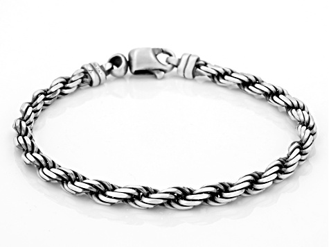 Sterling Silver Oxidized 4.4mm Rope Link Bracelet