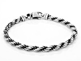 Sterling Silver Oxidized 4.4mm Rope Link Bracelet
