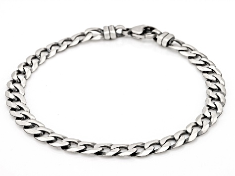 Sterling Silver Oxidized 6.2mm Curb Link Bracelet