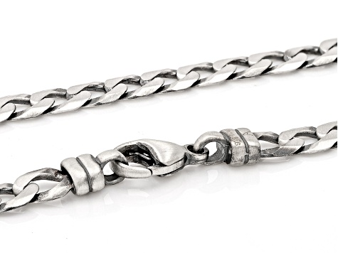 Sterling Silver Oxidized 6.2mm Curb 20 Inch Chain