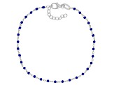 Sterling Silver Navy Blue Enamel Diamond-Cut Rolo Link Bracelet