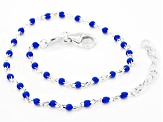 Sterling Silver Navy Blue Enamel Diamond-Cut Rolo Link Bracelet