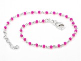 Sterling Silver Fuchsia Enamel Diamond-Cut Rolo Link Bracelet