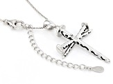 Rhodium Over Sterling Silver Oxidized Nail Cross Pendant With 20 Inch Box Chain