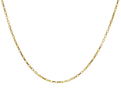 18k Yellow Gold Over Sterling Silver 2.2mm Elongated Box 20 Inch Chain ...