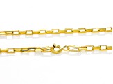 18k Yellow Gold Over Sterling Silver 2.2mm Elongated Box 20 Inch Chain