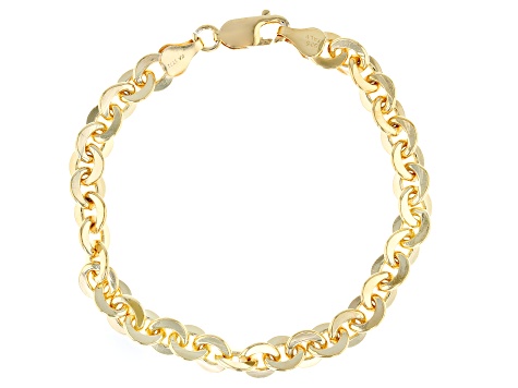 18k Yellow Gold Over Sterling Silver 7.1mm Cable Link Bracelet ...