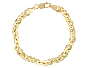 18k Yellow Gold Over Sterling Silver 7.1mm Cable Link Bracelet