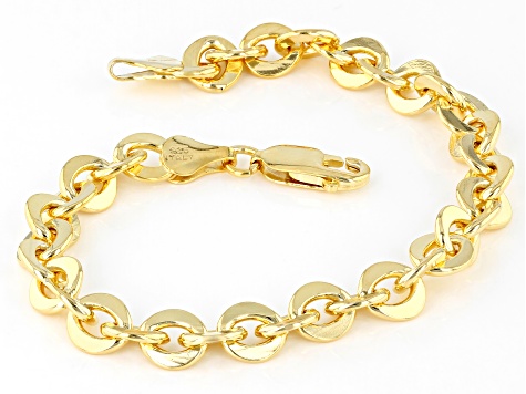 18k Yellow Gold Over Sterling Silver 7.1mm Cable Link Bracelet