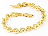 18k Yellow Gold Over Sterling Silver 7.1mm Cable Link Bracelet