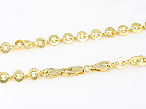 18k Yellow Gold Over Sterling Silver 5.4mm Cable 20 Inch Chain