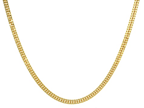 18k Yellow Gold Over Sterling Silver 4mm Double Curb 20 Inch Chain
