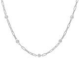 Sterling Silver Bead Station Paperclip Link 18 Inch Necklace