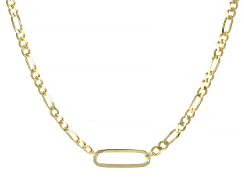 Picture of 18k Yellow Gold Over Sterling Silver Figaro Station 16 Inch Necklace