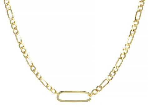 18k Yellow Gold Over Sterling Silver Figaro Station 16 Inch Necklace
