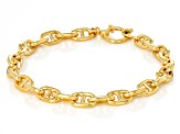 18k Yellow Gold Over Sterling Silver 6.7mm Mariner Link Bracelet