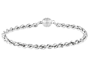 Sterling Silver 4.5mm Rope Link Bracelet With Magnetic Clasp