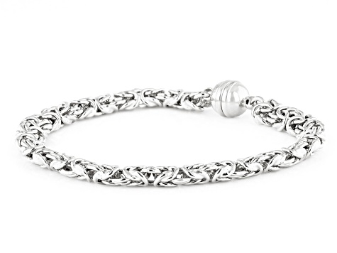 Sterling Silver 6mm Byzantine Link Bracelet With Magnetic Clasp