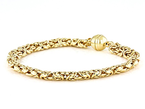 18k Yellow Gold Over Sterling Silver 6mm Byzantine Link Bracelet With Magnetic Clasp