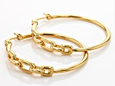 18k Yellow Gold Over Sterling Silver Link 1 7/16" Hoop Earrings
