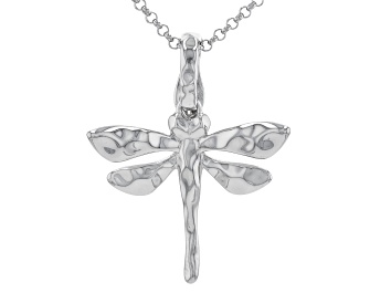 Picture of Rhodium Over Sterling Silver Dragonfly Enhancer With 18 Inch Rolo Chain