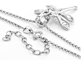 Rhodium Over Sterling Silver Dragonfly Enhancer With 18 Inch Rolo Chain