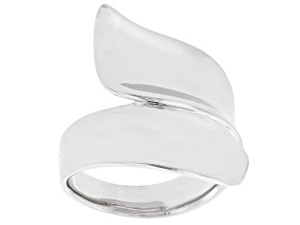 Rhodium Over Sterling Silver Concave Bypass Ring