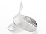 Rhodium Over Sterling Silver Concave Bypass Ring