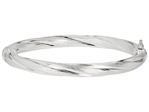 Sterling Silver 7mm Satin Finish Twisted Bangle