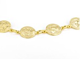 18k Yellow Gold Over Sterling Silver Faux Coin Station Bracelet