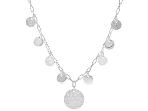 Sterling Silver Disc Charm Cable Link 18 Inch Necklace