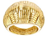 18k Yellow Gold Over Sterling Silver Basket Weave Pattern Ring