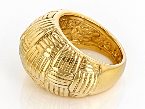 18k Yellow Gold Over Sterling Silver Basket Weave Pattern Ring