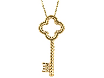 Picture of 18k Yellow Gold Over Sterling Silver Sliding Key Pendant 20 Inch Cable Link Necklace