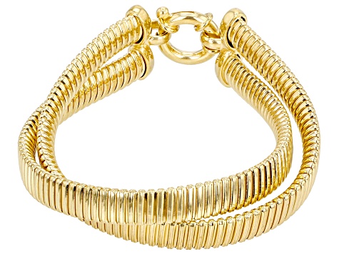 18k Yellow Gold Over Sterling Silver Braided Tubogas Link Bracelet