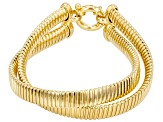 18k Yellow Gold Over Sterling Silver Braided Tubogas Link Bracelet