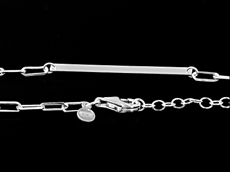 Sterling Silver Paperclip Link Bar 18 Inch Necklace